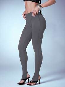 Denimoi Legging Stirrup Pinggang Tinggi Seksi, Bawahan untuk Acara Klub GNO, Busana Malam Perempuan untuk Konser - Dark Grey - View 7