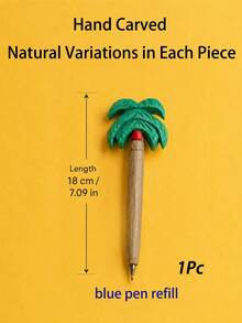 Joivida 1/5/10Pcs Wooden Ballpoint Pens, Coconut Tree And Chili Pepper Shaped Pens, Fun Plant-Inspired Design, Creative Gift For Friends And Classmates - multicolor - View 8