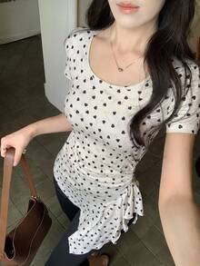 DAZY Women's Polka Dot Sheer Long Sleeve Round Neck Base Layer Top Spring Summer - Light Grey - View 5