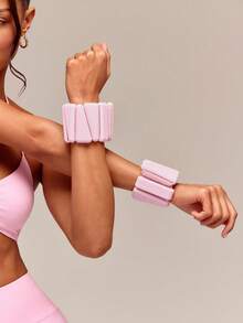 GLOWMODE 1-Pair 1.2 Lbs CorePulse Adjustable Weighted Wristband Weights With Silicone Strap Training Yoga Gym Studio Fitness Accessory - Pink - View 6