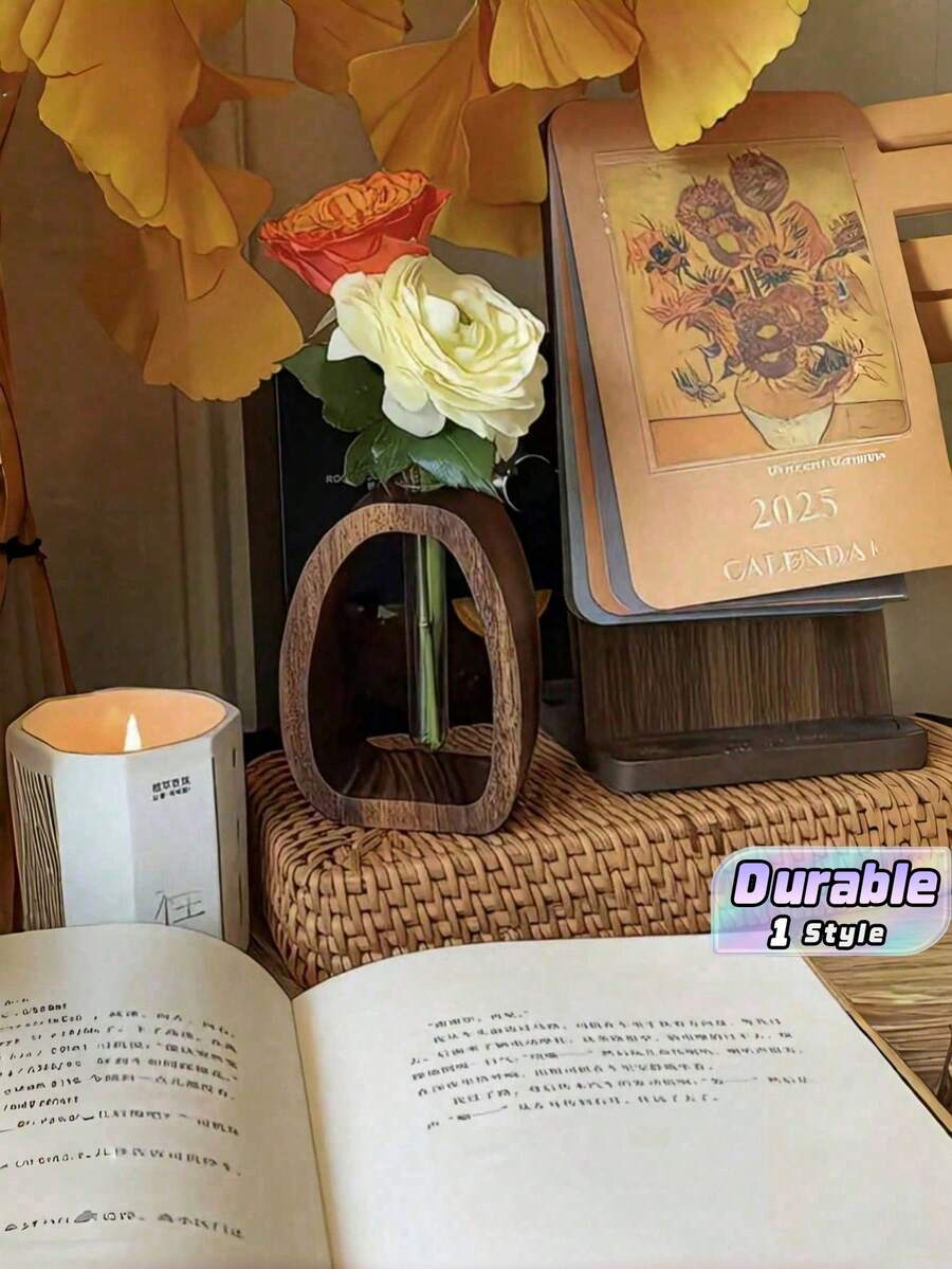 1pc Walnut Vase Decoration, Clear Glass Test Tube Vase, Small Aquatic Flower Installation, Simulated Dried Flower Decoration Vase, Flower Arrangement Art Vase, Simple Table Decoration, Simple Living Room Exhibition Hall Decoration, Home Decoration,