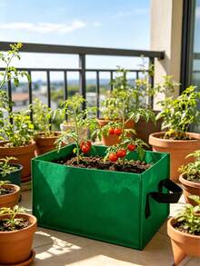 Saco de Cultivo Retangular Verde em Feltro Respirável Não Tecido, Saco de Crescimento de Plantas Nutritivo Reutilizável e Resistente, Recipiente de Plantio para Vegetais, Tomate, Ervas, Flores, Uso Interno e Externo, Paisagismo Doméstico, Suprimentos de Jardim - Verde - Visão 7