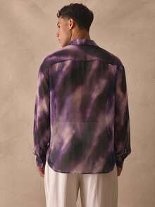 Musero Oversized Long Sleeve Drop Shoulder Revere Collar Button Through Shirt Top Spring Summer Essentials - Purple - View 5