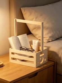 1pc Wooden Storage Basket, Rectangular Organizer Box, Multi-Purpose Basket For Toiletries And Toys, Storage Boxes & Containers. - Multicolor - View 5