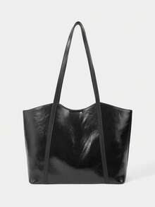SHECARRY Bolso tote de moda y simple para mujer, bolso de hombro negro exquisito de gran capacidad, adecuado para mujeres, madres, profesoras, uso diario, ir al trabajo, compras, viajes y combinaciones - Negro - Ver 3