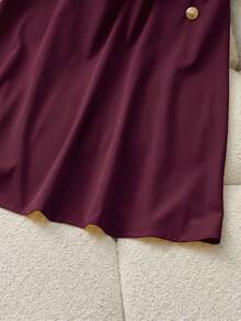 GlowEve CURVE Plus Size Women Solid Color Round Neck Sleeveless Commuter Fashion Dress - Burgundy - View 8