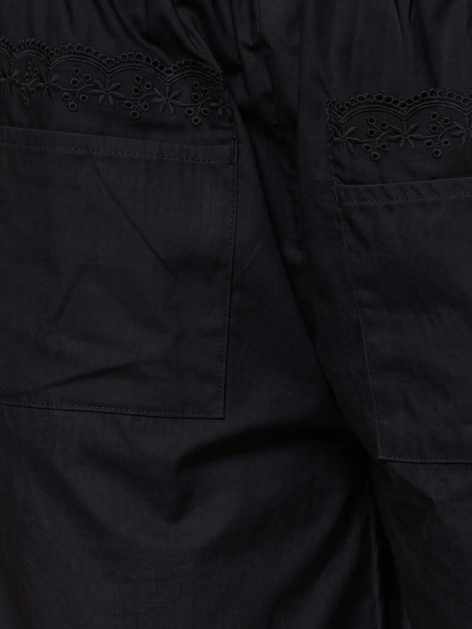 Broderie Lace Trim Oversized Casual Low Rise Shorts Spring Summer Vacation Holiday Ibiza Boho Elegant Casua Lounge Travel Black