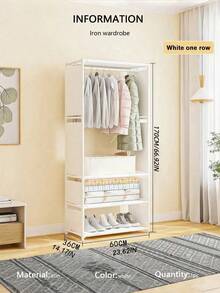 1pc Four-Layer Multifunctional Wardrobe - Dustproof Storage Rack With Hanging Rods, Easy To Install Without Tools, 66.93 Inches High, Suitable For Storing Shoes, Clothes, Bags, Etc. Space-Saving Design, Suitable For Bedrooms, Offices, - Multicolor - View 10
