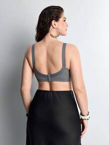 Slumbrini Women's Lightweight Daily Bra, Plus Size Full Coverage Wireless Lace Breathable Seamless Bra, Lift & Support - Grey - View 2