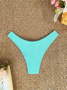 SHEIN Swim Summer Beach Solid Color Swimsuit Bottoms - Mint Green - View 2
