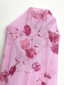 Elenzga Damen-Sommertopp, Große Größen aus Mesh mit Rosenprint, tiefem V-Ausschnitt, asymmetrischen ausgestellten Ärmeln, taillierter Taille, sexy, romantisch, elegant, für Brunch und formelle Anlässe, Hot Pink - Pink - Übersicht 8