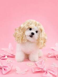 PETSIN 1PC Judge Style Pet Curly Wig For Dogs And Cats, Long Wavy Hair Costume Headpiece, Holiday Party Cosplay Dress Up Accessory, Funny Pet Photo Prop For Halloween Christmas, Perfect Gift For Pet Lovers - Multicolor - View 9