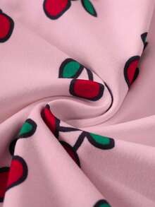 HELLO KITTY AND FRIENDS | SHEIN 女童字母卡通印花百褶拼接色塊休閒日常細肩帶洋裝 - 粉色 - 查看 9