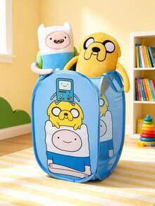 ADVENTURE TIME X SHEIN Panier de rangement pliable en fibre de polyester - Panier de rangement portable escamotable, boîte de rangement multifonctionnelle pour la maison, convient pour les vêtements, les jouets, le tri des articles divers, léger, durable et facile à nettoyer, convient pour la chambre, le salon, la salle de bain, le dortoir, - Ordre bleu clair - Voir 2
