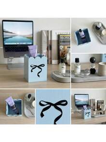 Haus Hana Handmade Light Blue Bow Lace Storage Box – Japanese Simple Style Makeup Organizer, Acrylic Gift Jewelry Box For Vanity Desk, Summer Aesthetic Home Decor, Ins Style Keepsake Case For Cosmetics & Accessories - Baby Blue - View 10