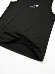GymBeat Men's Star Print Contrast Color Sports Tank Top For Running - Black - View 6