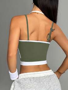 Easithlete Easithlete 女款拼色時尚運動背心 - 軍綠色 - 查看 4