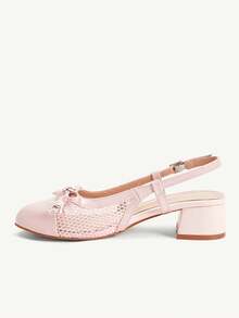 CUCCOO CHICEST Spring And Autumn New Pink Thick Heel Round Toe Mary Jane Cute Bow Fashion Women's High Heel Shoes - Pink - View 4