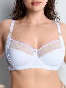 Slumbrini Plus Size Women's White Lace Sexy Bra - With Thin Padding And Lining, Comfortable Push-Up Design - White - View 9