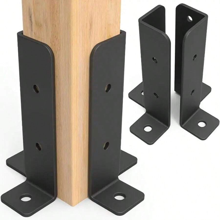 可調節甲板柱錨定支架 2 件組,適用於 1.5x1.5–2x2–4"–4x4" 重型金屬柱,用於安裝木圍欄和涼亭柱,易於安裝,提供結構支撐,配備緊湊型安裝支架 - 黑色 - 查看 1
