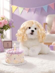 PETSIN 1PC Judge Style Pet Curly Wig For Dogs And Cats, Long Wavy Hair Costume Headpiece, Holiday Party Cosplay Dress Up Accessory, Funny Pet Photo Prop For Halloween Christmas, Perfect Gift For Pet Lovers - Multicolor - View 13