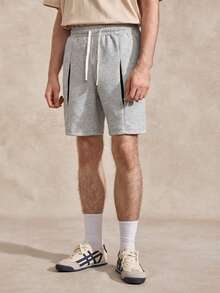 Men's Solid Color Drawstring Waist Pocket Casual Shorts - Grey - View 1