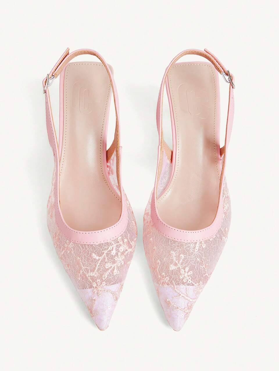 CUCCOO CHICEST Women Shoes Spring And Summer New Women's High-Heeled Shoes French Lace Embroidered Pointed Tip Thin Heel Multi-Colored Back Strap Wedding Shoe