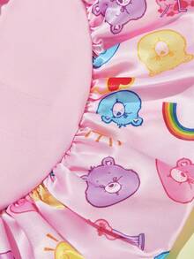 SHEIN X Care Bears 升級版雙層布料護髮帽，寬邊彈性緞面睡眠帽，柔軟舒適，適合居家日常睡眠穿戴 - 粉色 - 查看 9