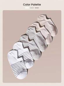 GLOWMODE 3 Pairs Invisible No-Show Socks Walk A Mile Soft Grip Daily Studio Workout Gym - White+ Apricot+Black Stripe - View 9