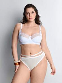 Slumbrini Plus Size Women's White Lace Sexy Bra - With Thin Padding And Lining, Comfortable Push-Up Design - White - View 4