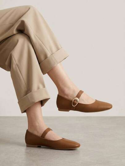 Zapatos planos tipo ballet para mujer, ligeros y cómodos en charol sintético y goma, diseño con correa ajustable y hebilla, plantilla ergonómica, elegante, oficina, diario, fácil combinación