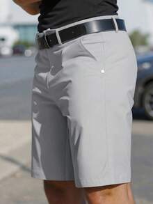 Manfinity Mode Pantalones cortos casuales de unicolor, de corte slim y elegante para hombres, pantalones cortos para el Día de San Valentín - Gris Claro - Ver 3