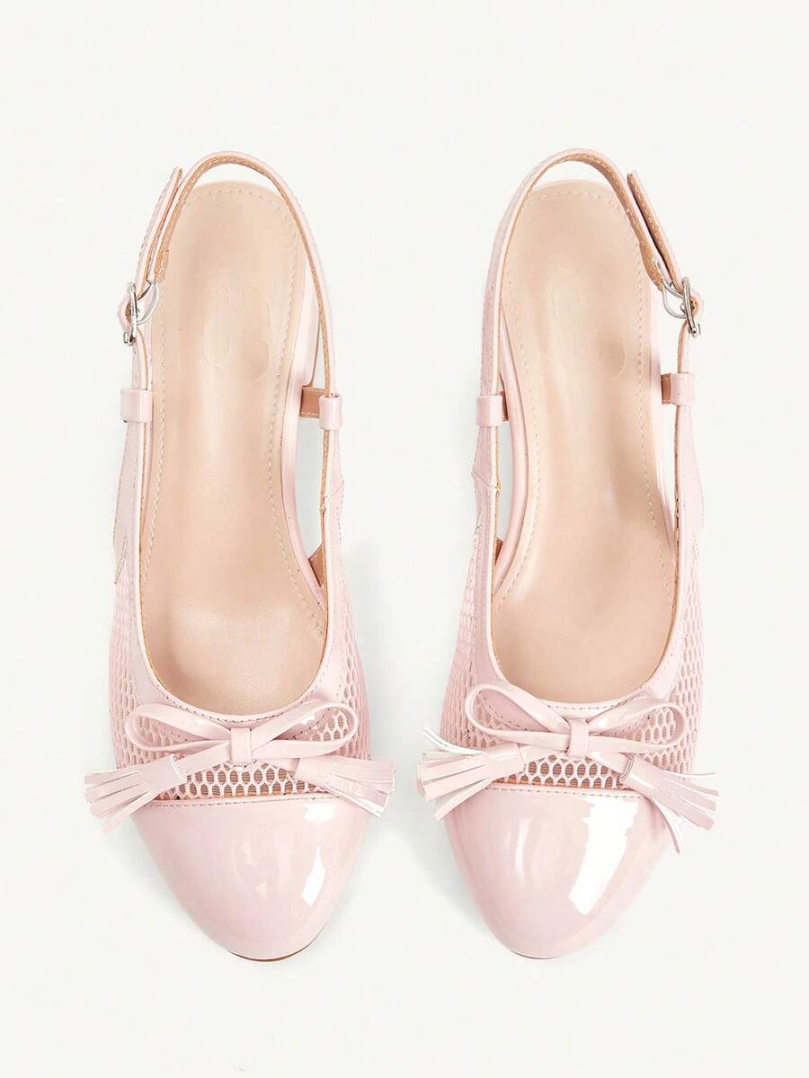 CUCCOO CHICEST Spring And Autumn New Pink Thick Heel Round Toe Mary Jane Cute Bow Fashion Women's High Heel Shoes - Pink - View 1