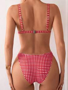 Swim Mod 2pcs Set Baju Renang Bikini Thong Potongan Tinggi Motif Bunga Ditsy Berwarna-warni untuk Wanita Liburan Pantai - MultiWarna - View 2