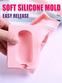 1Pc Cute Shapes Silicone Popsicle Molds With Lids Reusable Ice Cream Mold Popsicle 4 Cavities Maker Homemade DIY Set - Pink - View 6