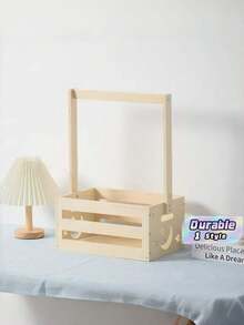 1pc Wooden Storage Basket, Rectangular Organizer Box, Multi-Purpose Basket For Toiletries And Toys, Storage Boxes & Containers. - Multicolor - View 1