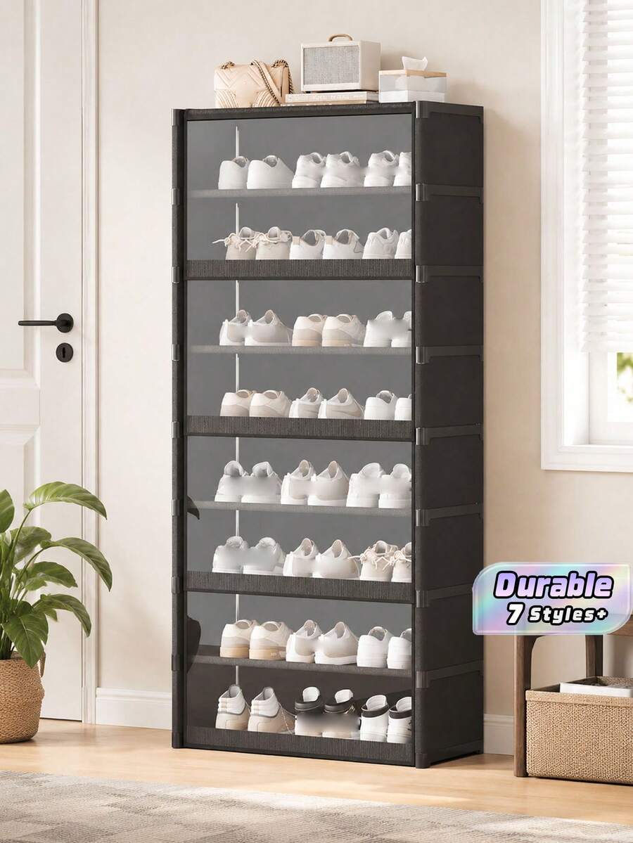 1 Dust-Proof Shoe Rack, Storage Shelf, Space-Saving, Sturdy And Stylish, Easy To Assemble And Disassemble, Portable, Suitable For Living Room, Bedroom, Entrance, Office And Home, Multi-Layer Storage, Holiday Gift - Multicolor - View 1