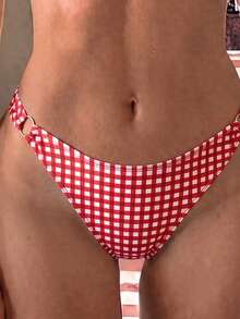 Swim Mod 2pcs Set Baju Renang Bikini Thong Potongan Tinggi Motif Bunga Ditsy Berwarna-warni untuk Wanita Liburan Pantai - MultiWarna - View 3