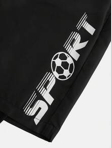 SHEIN Tween Boy Half Zip Sports Jacket & Letter Graphic 2 In 1 Active Tights - Multicolor - View 5