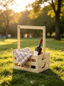 1pc Wooden Storage Basket, Rectangular Organizer Box, Multi-Purpose Basket For Toiletries And Toys, Storage Boxes & Containers. - Multicolor - View 3