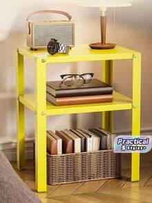 1pc Space-Saving Simple Iron Bedside Shelf, Bedside Table, Nightstand, Assembly Required - Multicolor - View 1