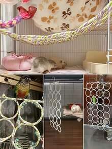 1pc Durable Non-Slip Multi-Functional Climbing Rope Net Toy For Cage, Bird Perch Swing Ladder Bridge Hammock, Small Pet Exercise Toy For Rats Parrots Birds (Random Color) - Multicolor - View 8