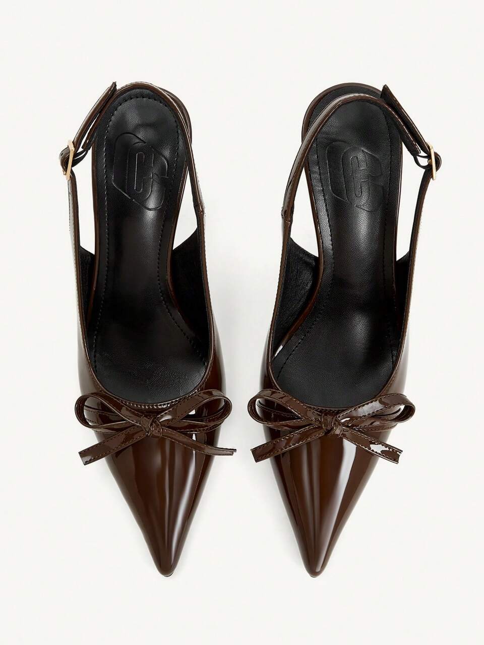 CUCCOO CHICEST Maillard Style Brown Bow Pointed Back Strap High Heels, Patent Leather Thin Heel Buckle Sandals, Workplace Dating Versatile Models Fall Shoes