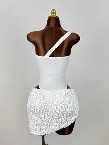 SHEIN Starfish Decor Hollow Sequin Jumpsuit Skirt Beach Party White Summer Breezy Sexy - Multicolor - View 2