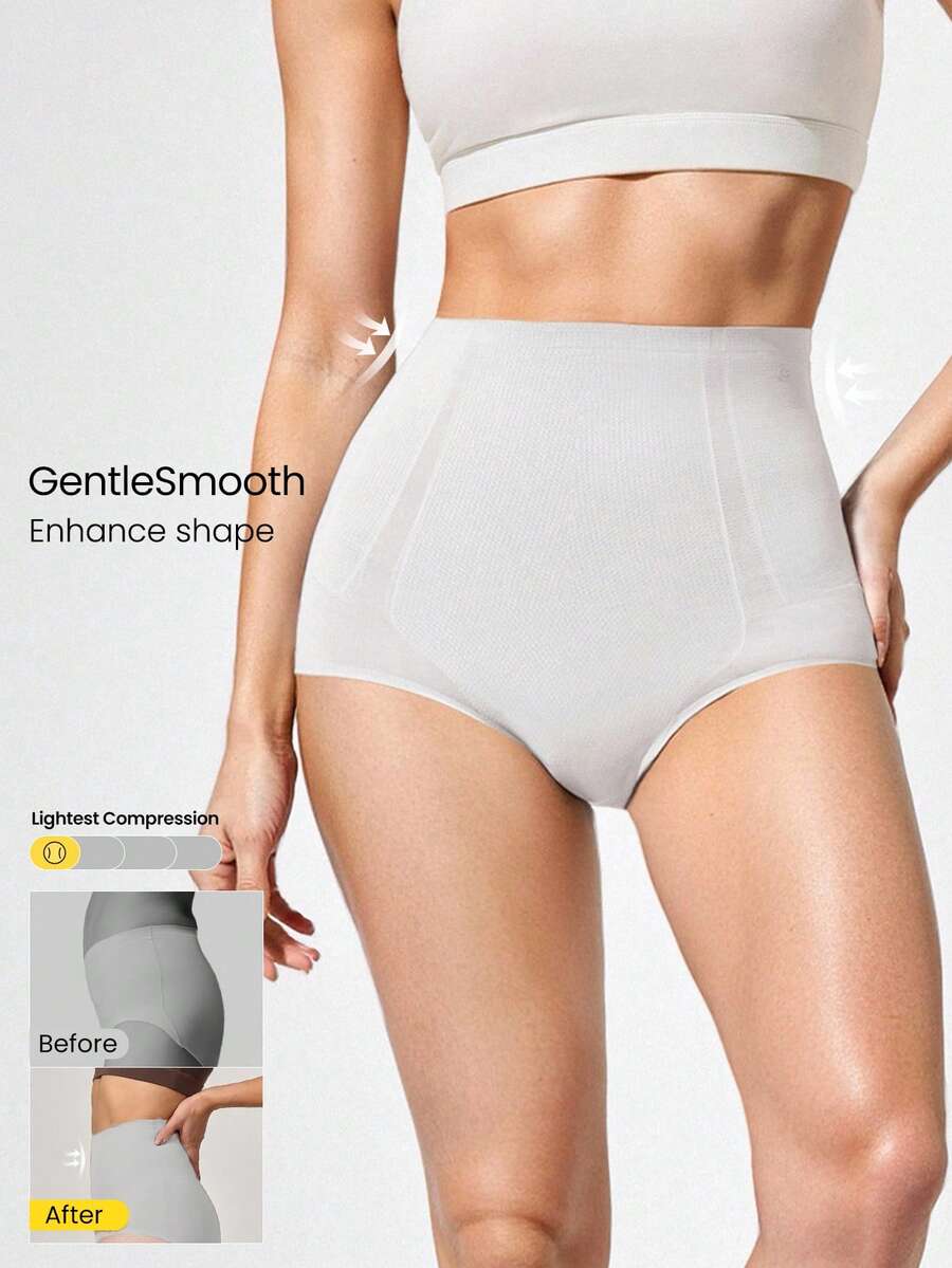 GLOWMODE 1 Pack Sculpt Fit High-Rise Waist Smoothing Effect Coverage Underwear Daily Casual - Light Grey - View 1