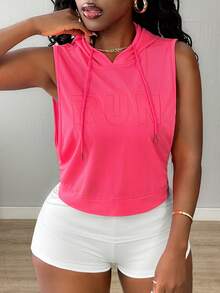 Core Rhythm Sudadera con capucha y cordón con bordado de letras para mujer - Rosa Fucsia - Ver 4