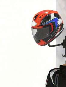 Motorcycle Helmet Stand, No-Drill Mounting, Hat Storage Rack, Hanging Bracket, Hat Holder, Display Stand, Safety Helmet Hook, Wall-Mounted. - black - View 2