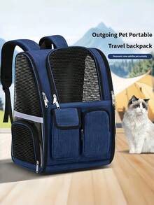 1PC Foldable Pet Backpack Breathable Portable Large Capacity Double Shoulder Bag For Cat And Dog Travel Outdoor Carrier Puppy Kitten Carrier - Multicolor - View 14
