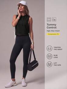 Nuvra Cut Out Drawstring Sports Sweatshirt Cropped Sweatshirt - Black - View 1