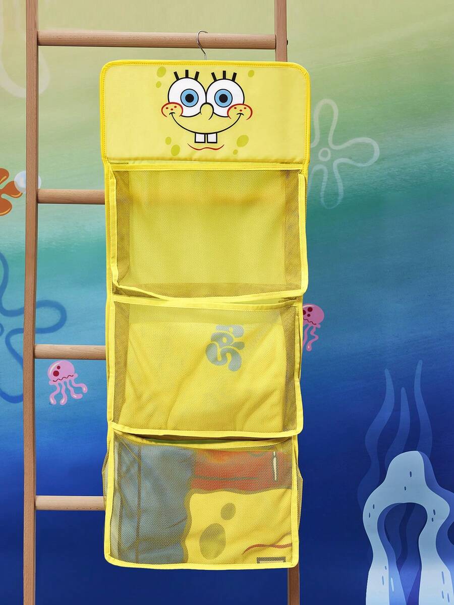 SpongeBob SquarePants | SHEIN 1 Buah Rak Bermotif Kartun Dapat Digantung dan Disimpan, Cocok Digunakan di Belakang Pintu, Lemari Pakaian, dan Tempat Lainnya, Kapasitas Besar, Dapat Menyimpan Pakaian, Tas, Barang-barang Kecil, dll., Cocok untuk Semua Orang, Terutama Cocok untuk Spons Merah Muda, Dunia Bawah Laut - Kuning - View 1